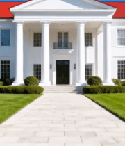 白色别墅外观及门前草坪11154#横屏 