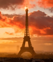 巴黎埃菲尔铁塔日落景观1282#横屏 