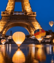 埃菲尔铁塔下的热气球夜景3005#横屏 