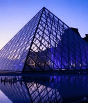 巴黎卢浮宫玻璃金字塔夜景6273#横屏 