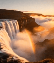 日落时分瀑布自然风光(1)6772#横屏 