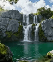 森林中的瀑布自然景观(1)7955#横屏 