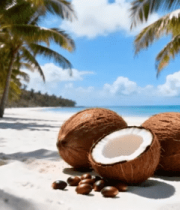 沙滩上的椰子与棕榈树景观461#横屏 