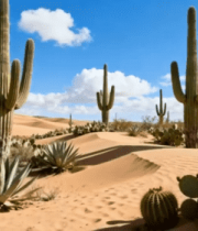 沙漠中生长的多种仙人掌植物2882#横屏 