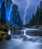 山间河流与森林自然景观8369#横屏 