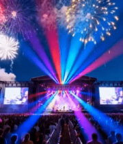 户外舞台音乐会烟花绽放场景6748#横屏 