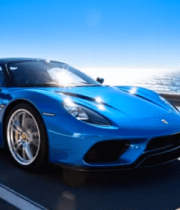 蓝色跑车沿海公路疾驰7929#横屏 