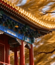 中式古建筑屋檐秋景7552#横屏 