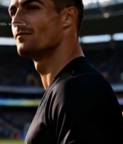  足球场边男子侧面特写7585#竖屏 	 