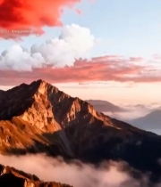  壮丽高山与绚丽天空景观4919#竖屏 	 