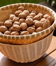  竹篮装核桃特写素材1937#竖屏 	 