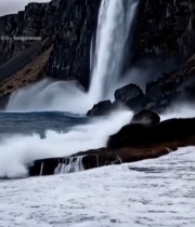  壮丽自然瀑布景观素材6818#竖屏 	 