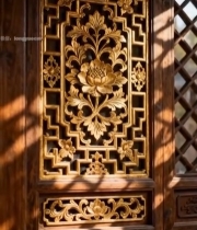  中式古建筑雕花门窗特写6965#竖屏 	 