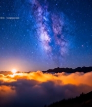  云海之上星空银河景象4306#竖屏 	 