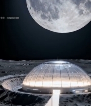  月球基地穹顶与巨大月球景观3844#竖屏 	 