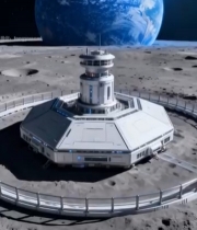  月球基地与地球远景画面2387#竖屏 	 
