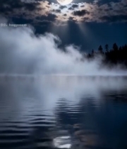  月夜湖面自然风光7092#竖屏 	 