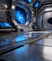  宇宙飞船内部及窗外宇宙景观6875#竖屏 	 