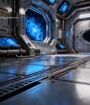  宇宙飞船内部及窗外宇宙景观6875#竖屏 	 