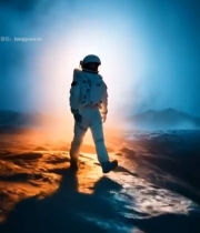  宇航员太空行走背影4094#竖屏 	 