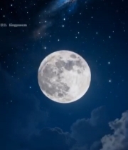  夜空中的满月与云朵4524#竖屏 	 