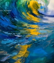  油画风格海浪画面3538#竖屏 	 