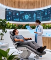  医生给患者讲解医疗数据画面682#竖屏 	 