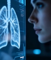  医生查看肺部人体模型素材899#竖屏 	 