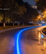  夜晚城市道路蓝色光带景观5282#竖屏 	 