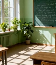  阳光照射下的教室内部场景4101#竖屏 	 