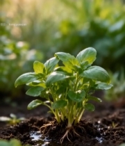  阳光下生长的嫩绿植物(1)4846#竖屏 	 