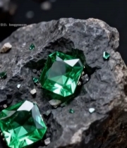  岩石上的绿色宝石特写6791#竖屏 	 