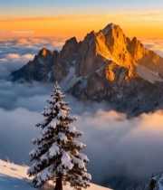  雪山云海日出自然景观(1)4379#竖屏 	 