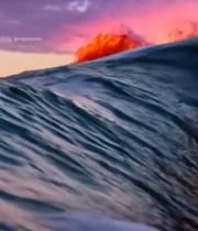  绚丽晚霞下的海浪景观3368#竖屏 	 