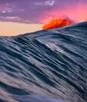  绚丽晚霞下的海浪景观3368#竖屏 	 