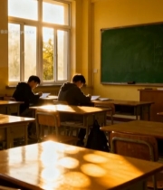  学生在教室学习场景3021#竖屏 	 