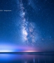  星空下的海面星轨夜景7052#竖屏 	 