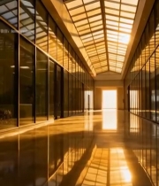  现代建筑玻璃走廊室内景象4834#竖屏 	 