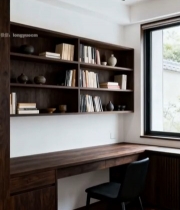  现代室内书房书桌书架场景560#竖屏 	 