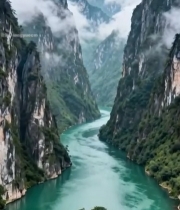  峡谷河流自然风光3183#竖屏 	 