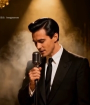  西装男士舞台持复古麦克风演唱1921#竖屏 	 