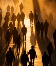  夕阳下人群街道行走素材2516#竖屏 	 