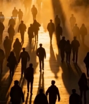  夕阳下人群街道行走素材2516#竖屏 	 