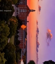  夕阳下的建筑与自然风光7239#竖屏 	 