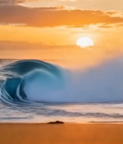  夕阳下大海翻涌的海浪(1)2868#竖屏 	 