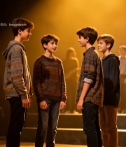  舞台上交谈的青少年男孩2296#竖屏 	 