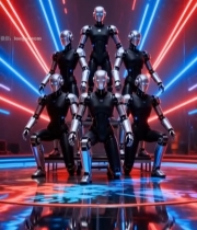  舞台上的机器人组合4788#竖屏 	 