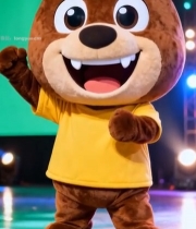  舞台上的卡通熊玩偶表演1150#竖屏 	 