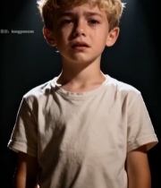  舞台上哭泣的金发小男孩1435#竖屏 	 