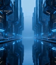  未来科技感城市建筑场景898#竖屏 	 